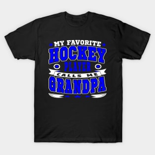 Calls Me Grandpa Funny Grandchildren Hockey Lover Typography T-Shirt